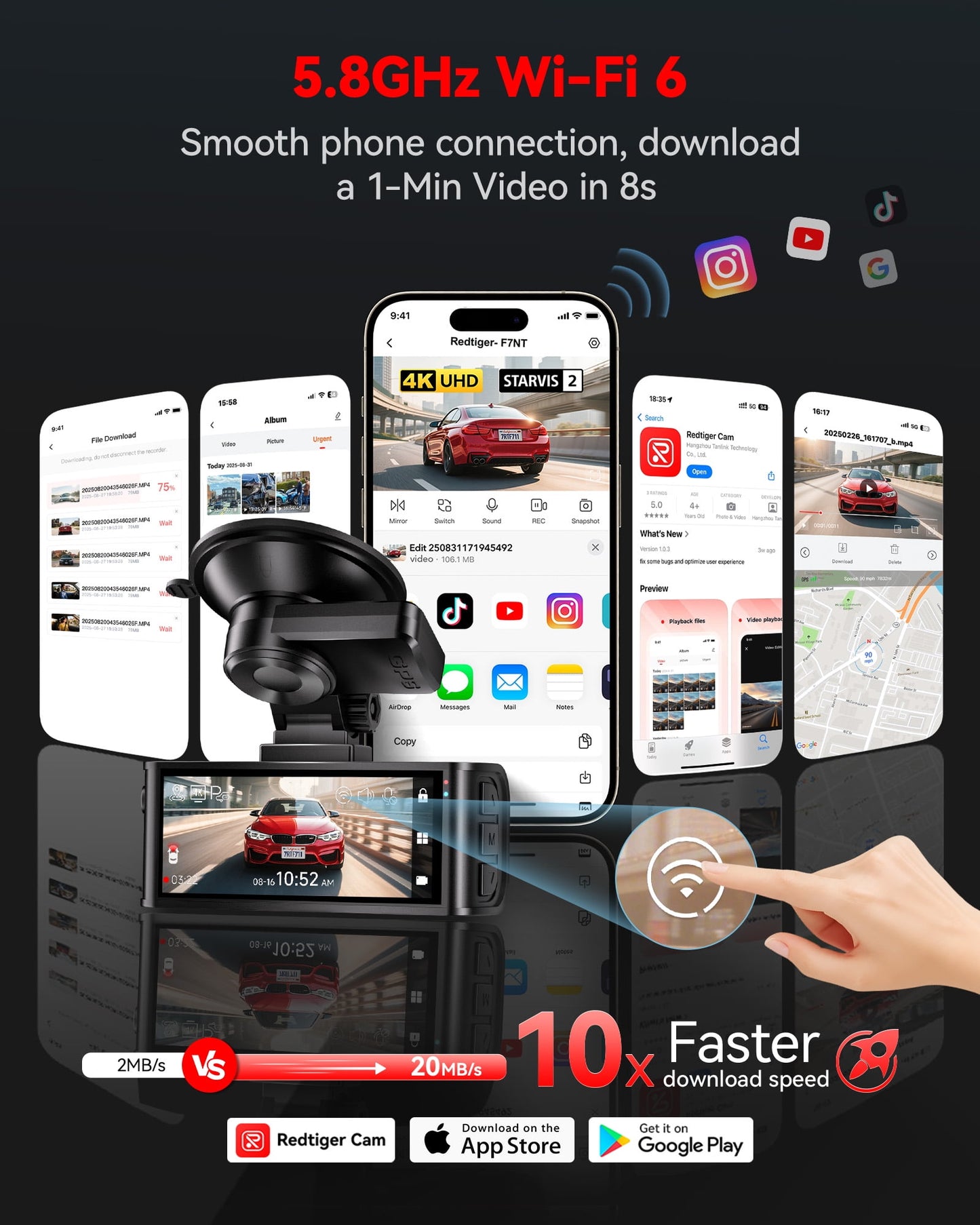 Advanced 4K Touch Screen Dash Cam with Dual Cameras, Built-in GPS, and Voice Control – Free 128GB Card Included!