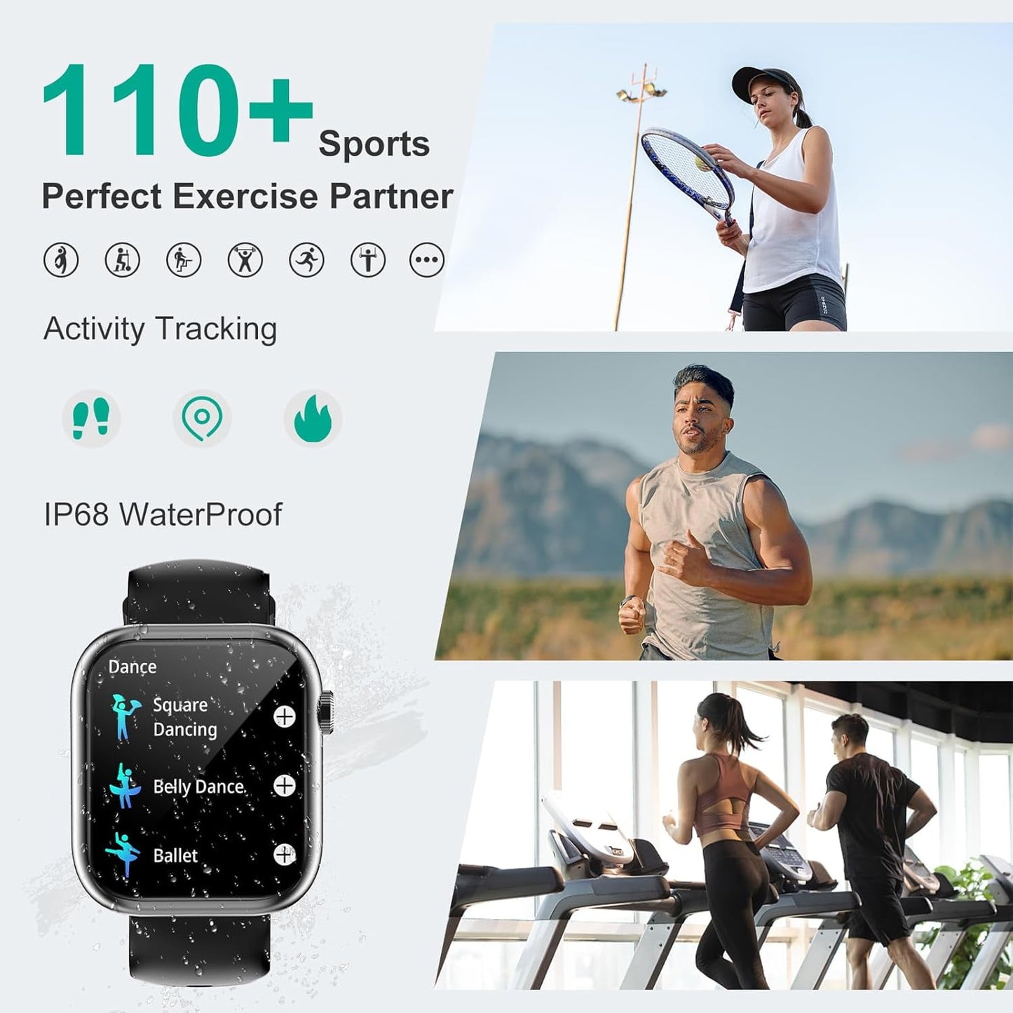 Revolutionary Smart Watch for Calls, Music & Fitness - Bluetooth Connectivity for iOS & Android - Unisex Black Design