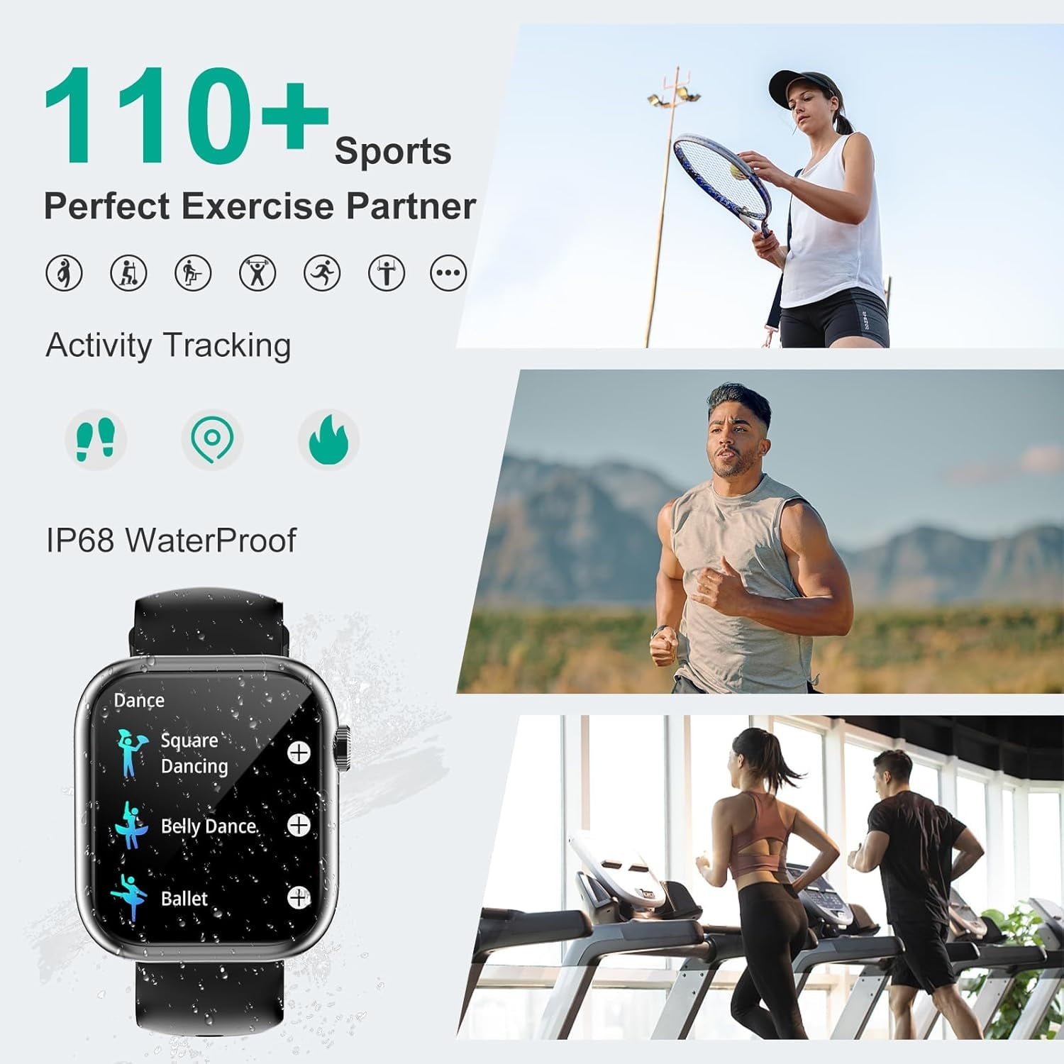 Revolutionary Smart Watch for Calls, Music & Fitness - Bluetooth Connectivity for iOS & Android - Unisex Black Design