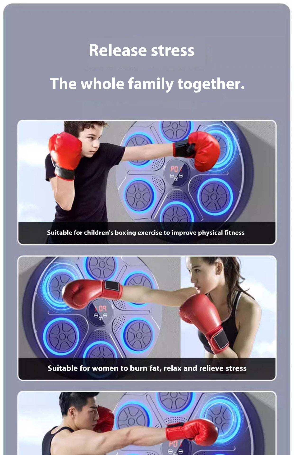 Transform Your Home Workout with the RGB Light Music Boxing Machine - Adjustable Speed for Kickboxing, Karate, and Fitness Fun!