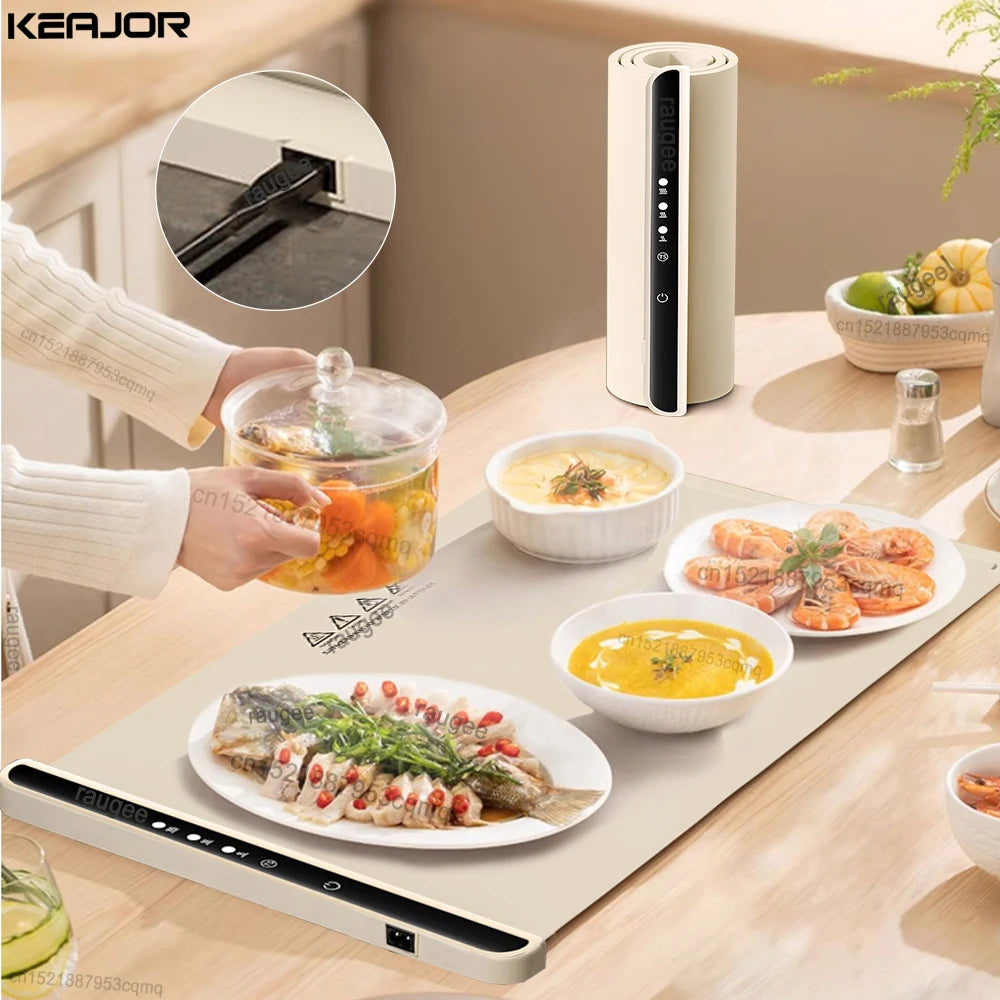 Versatile Electric Warming Tray - Foldable & Portable Food Warmer with Smart Temperature Control
