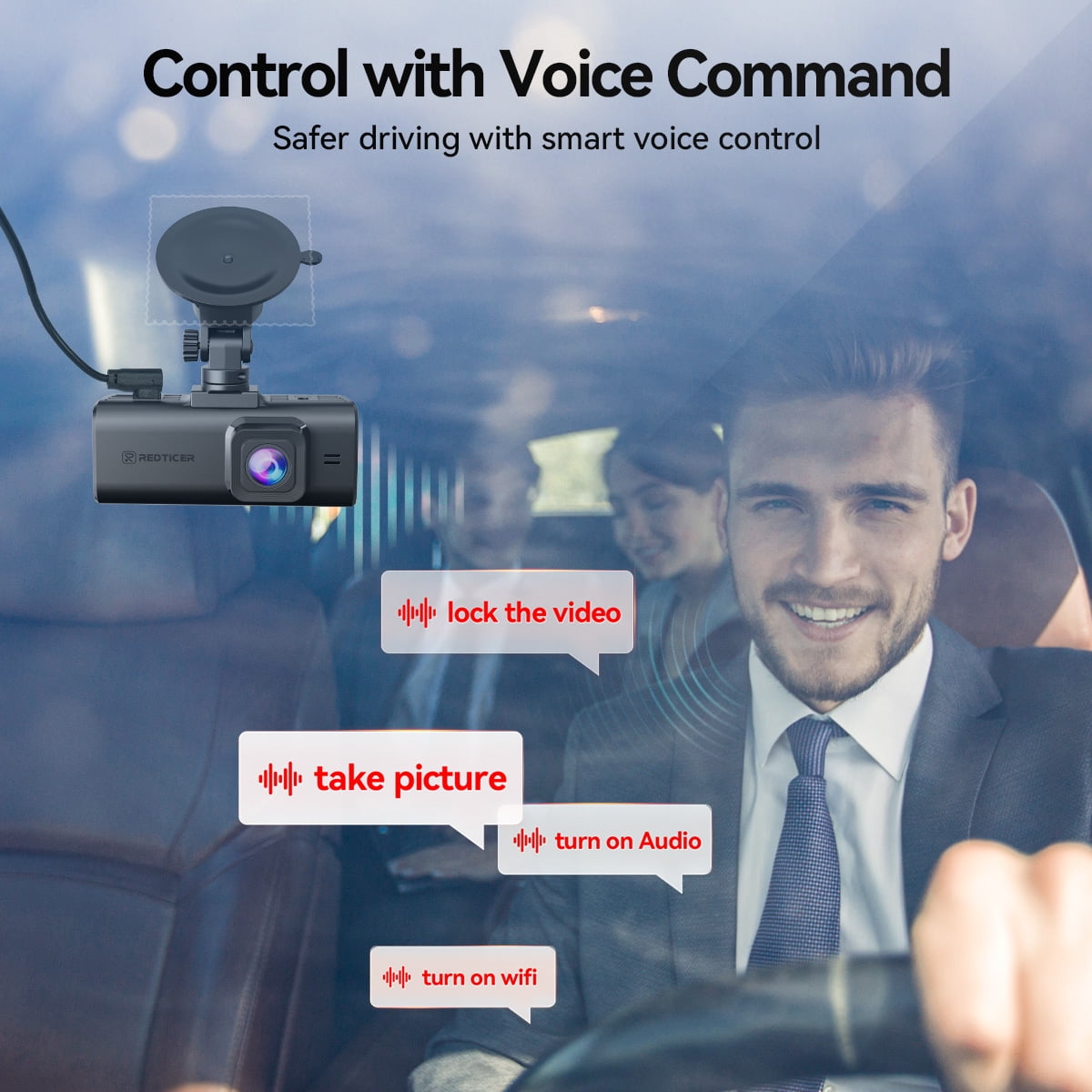 Advanced 4K Touch Screen Dash Cam with Dual Cameras, Built-in GPS, and Voice Control – Free 128GB Card Included!