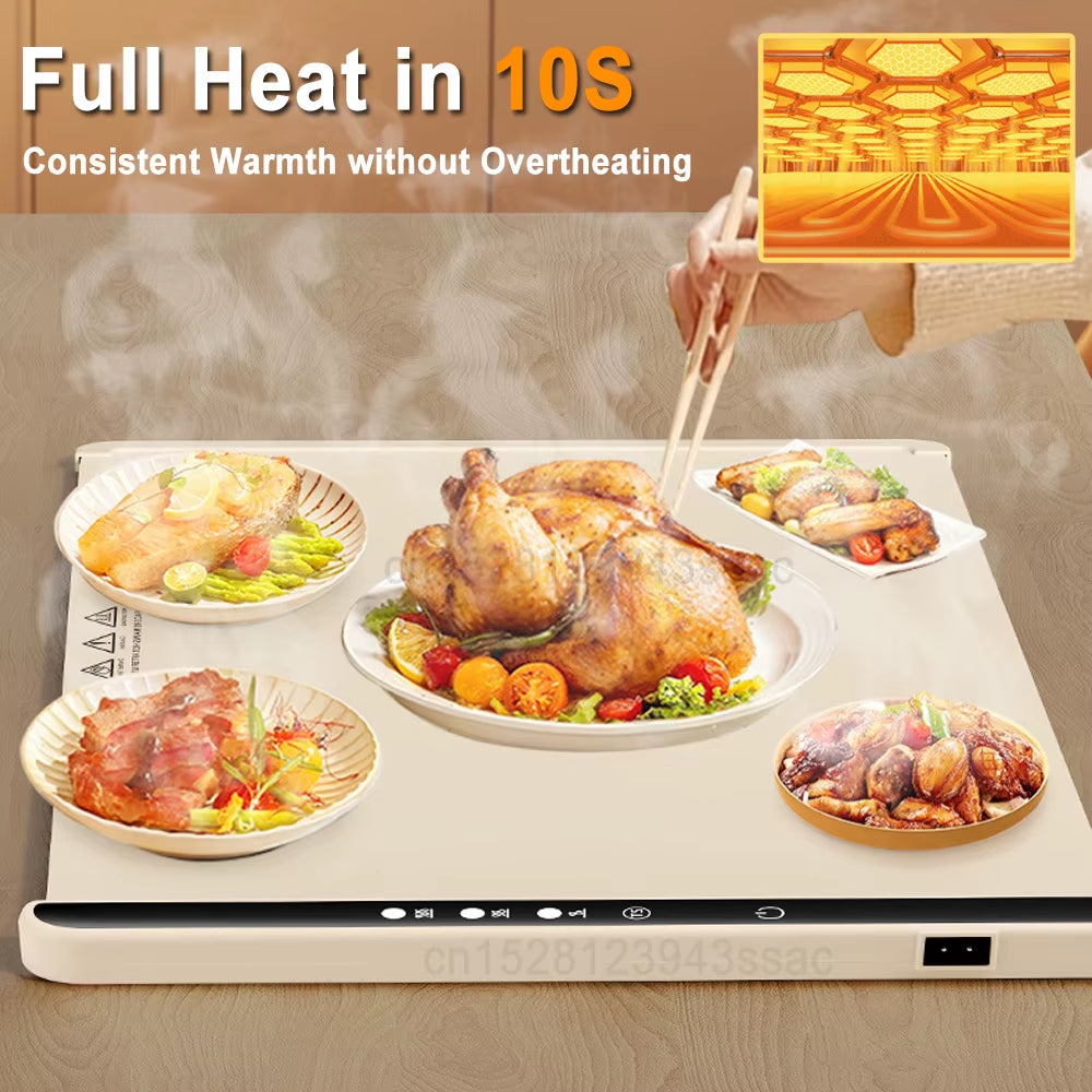 Versatile Electric Warming Tray - Foldable & Portable Food Warmer with Smart Temperature Control