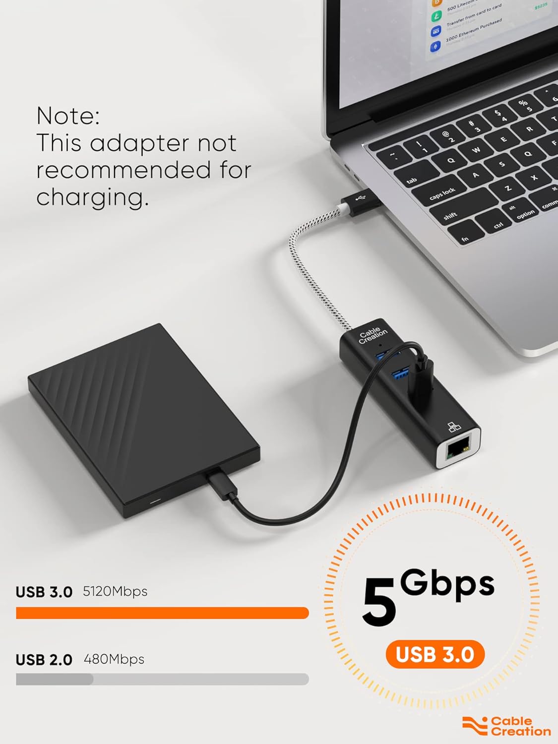 Enhance Your Connectivity with the USB to Ethernet Adapter and 3-Port USB 3.0 Hub - Fast, Reliable, and Compatible with All Your Devices