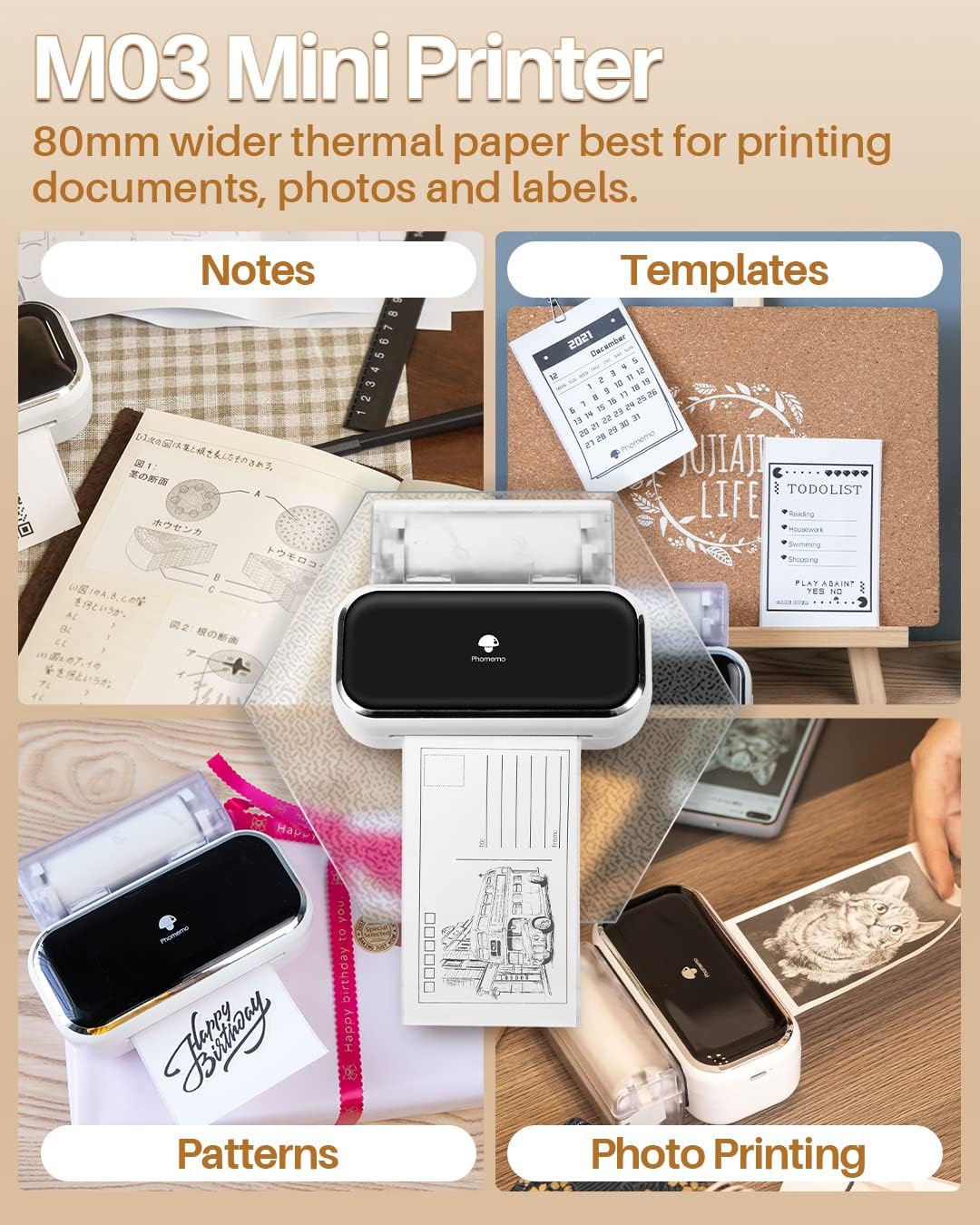M03 Mini Thermal Pocket Printer - Your Ultimate Bluetooth Mobile Printing Solution for Notes, Photos, and Lists