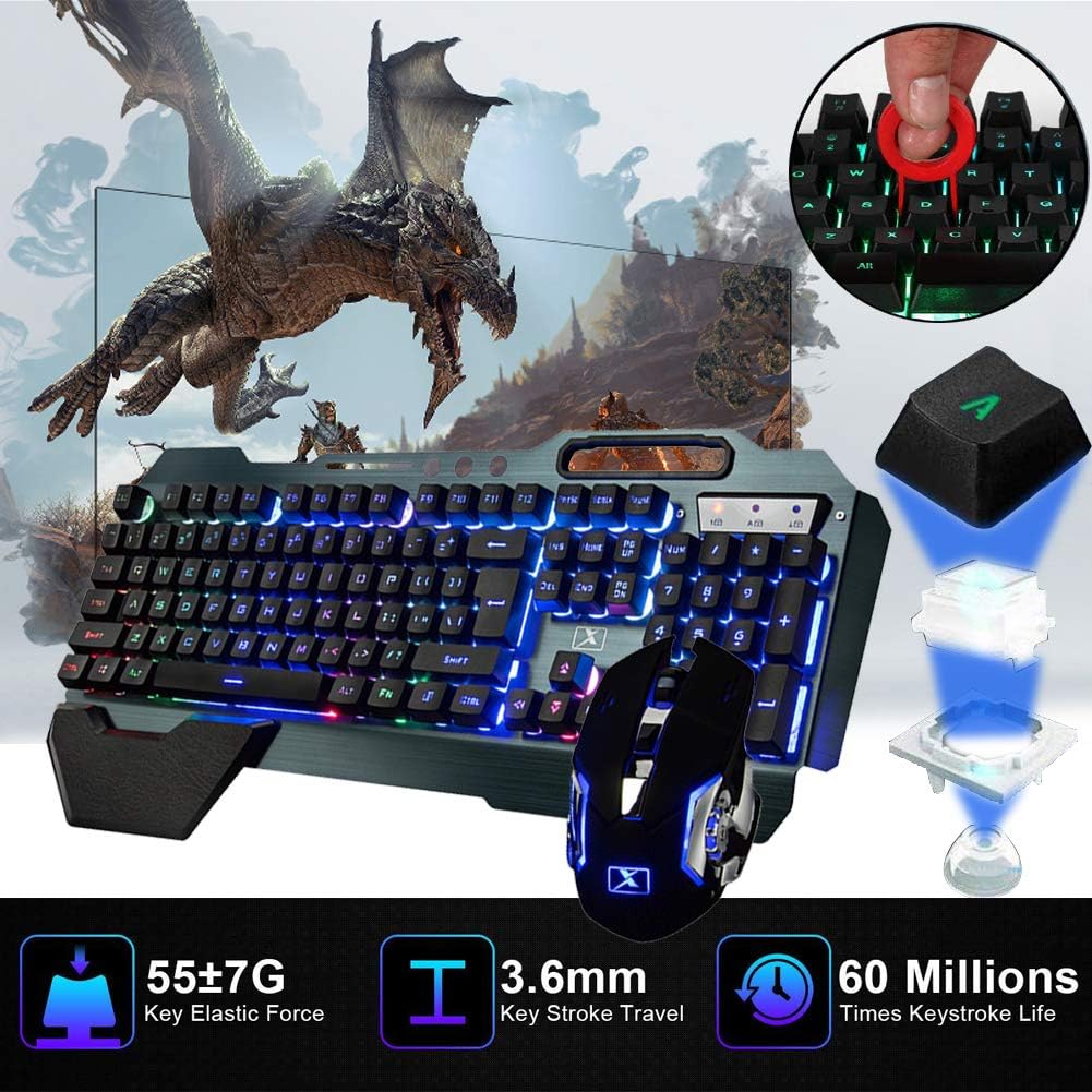 Elevate Your Gaming Experience with Our Wireless RGB Backlit Keyboard and Mouse Combo - Rechargeable, Ergonomic, and Waterproof Design!