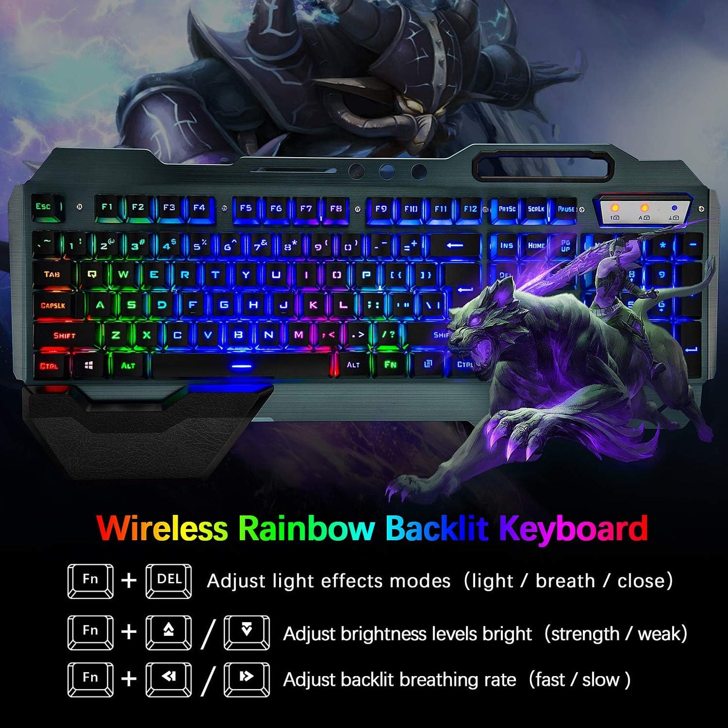 Elevate Your Gaming Experience with Our Wireless RGB Backlit Keyboard and Mouse Combo - Rechargeable, Ergonomic, and Waterproof Design!