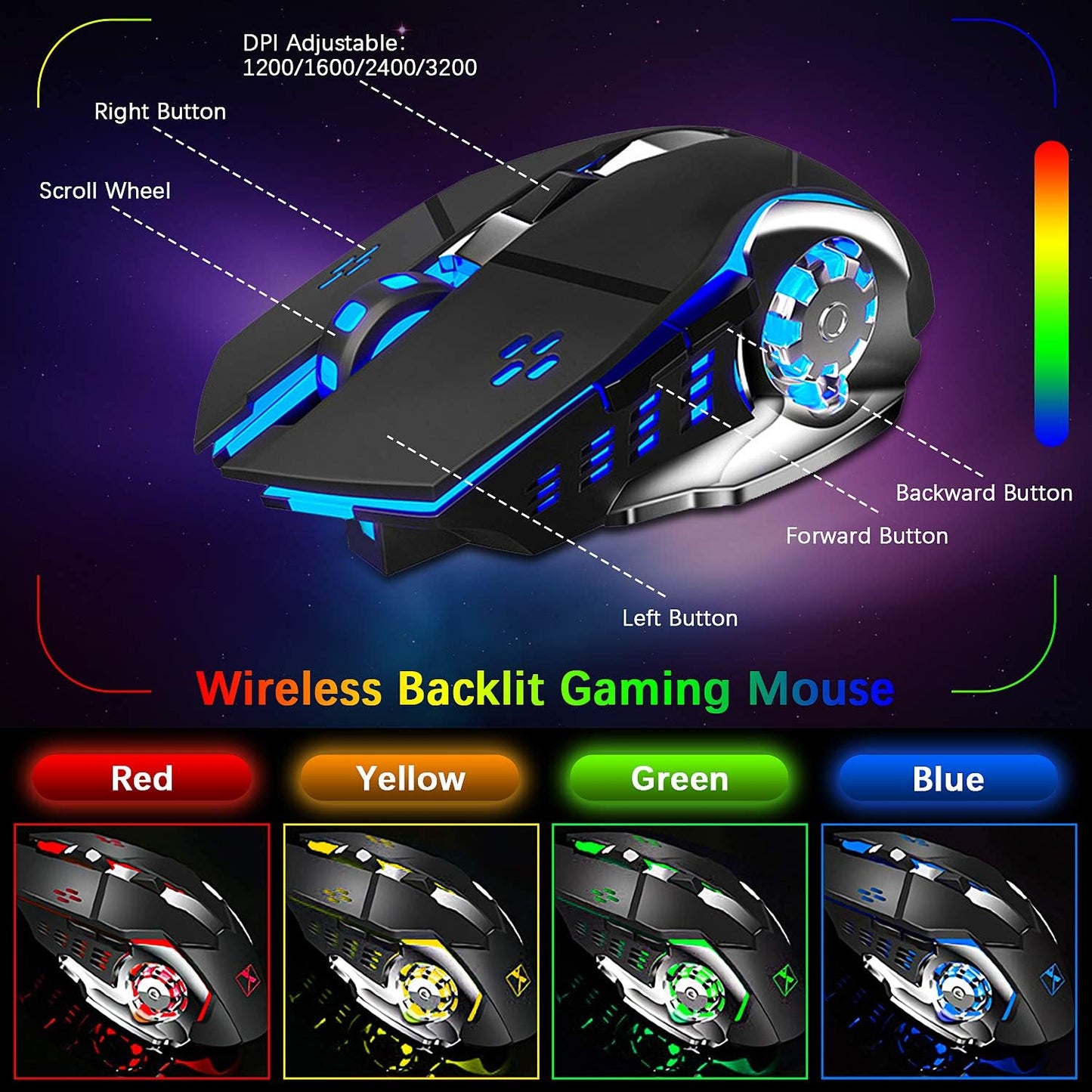Elevate Your Gaming Experience with Our Wireless RGB Backlit Keyboard and Mouse Combo - Rechargeable, Ergonomic, and Waterproof Design!