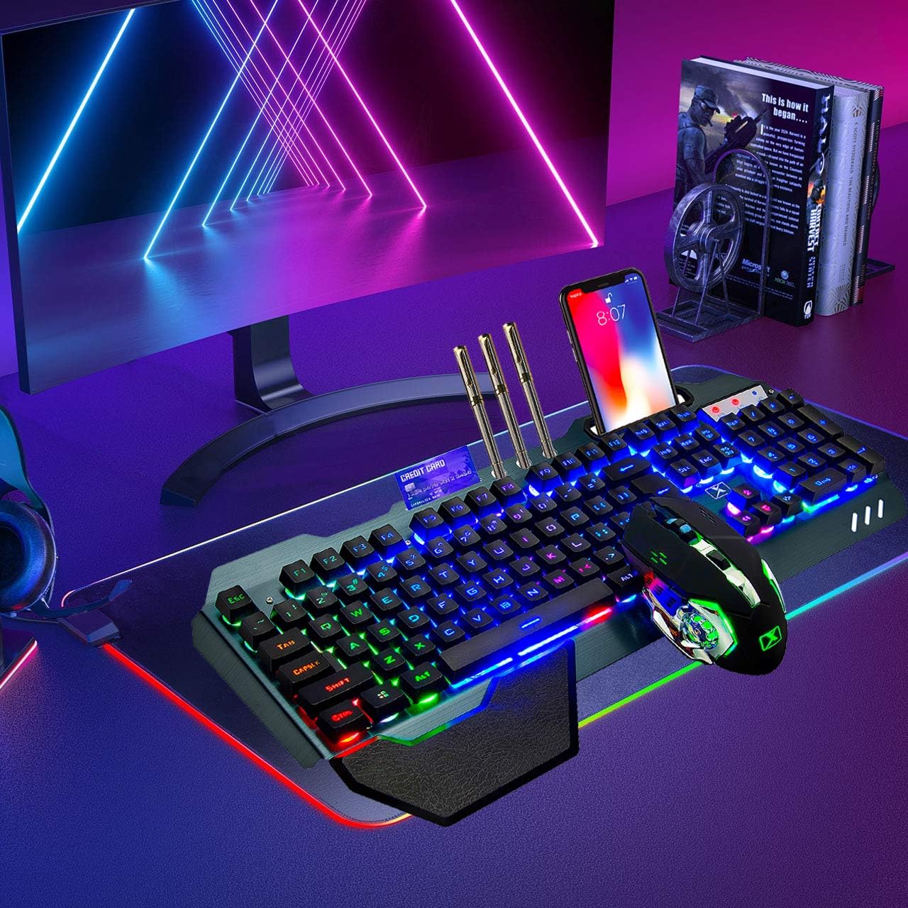 Elevate Your Gaming Experience with Our Wireless RGB Backlit Keyboard and Mouse Combo - Rechargeable, Ergonomic, and Waterproof Design!