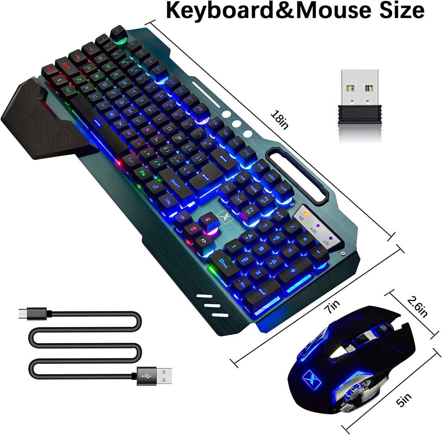 Elevate Your Gaming Experience with Our Wireless RGB Backlit Keyboard and Mouse Combo - Rechargeable, Ergonomic, and Waterproof Design!