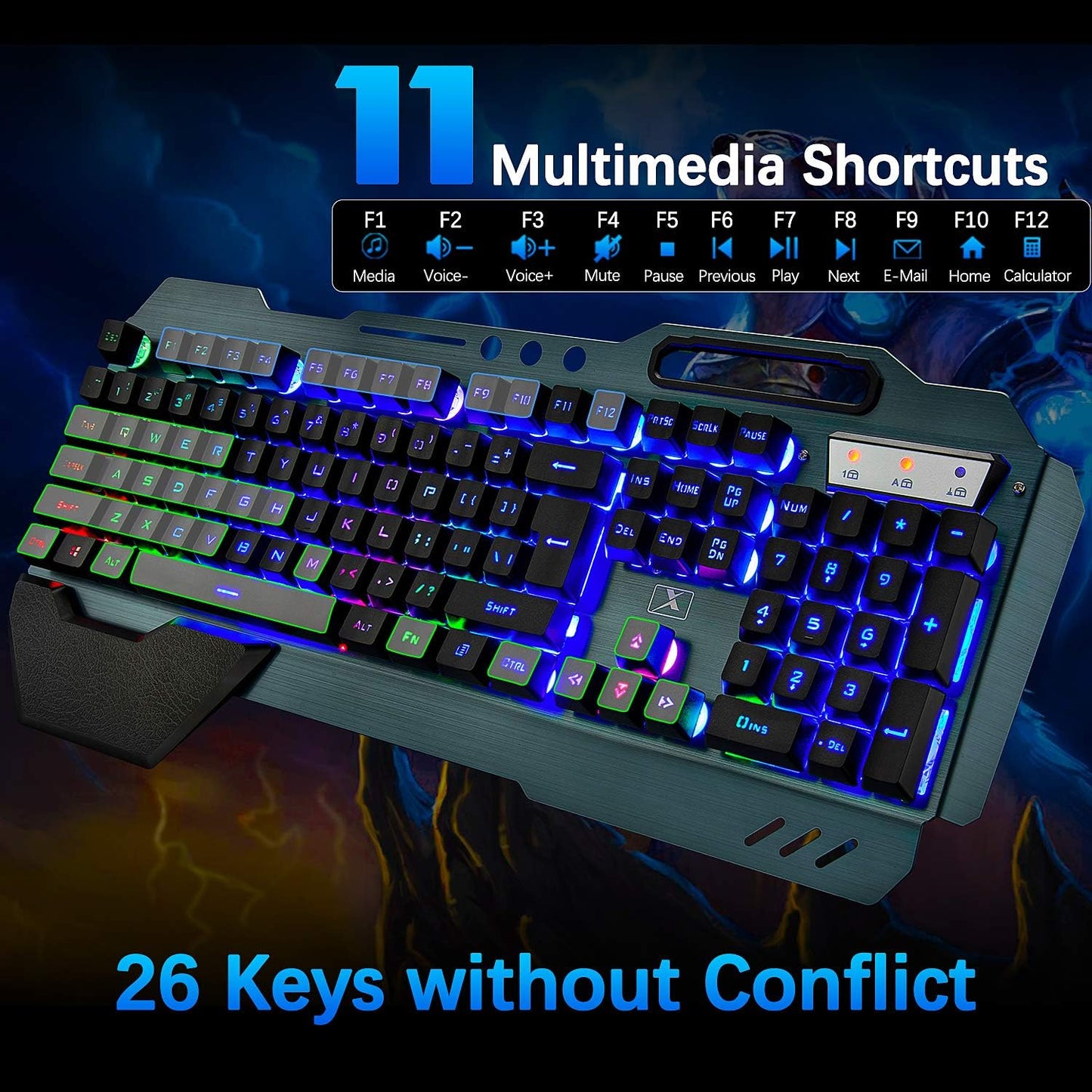 Elevate Your Gaming Experience with Our Wireless RGB Backlit Keyboard and Mouse Combo - Rechargeable, Ergonomic, and Waterproof Design!