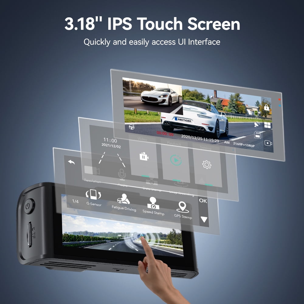 Advanced 4K Touch Screen Dash Cam with Dual Cameras, Built-in GPS, and Voice Control – Free 128GB Card Included!