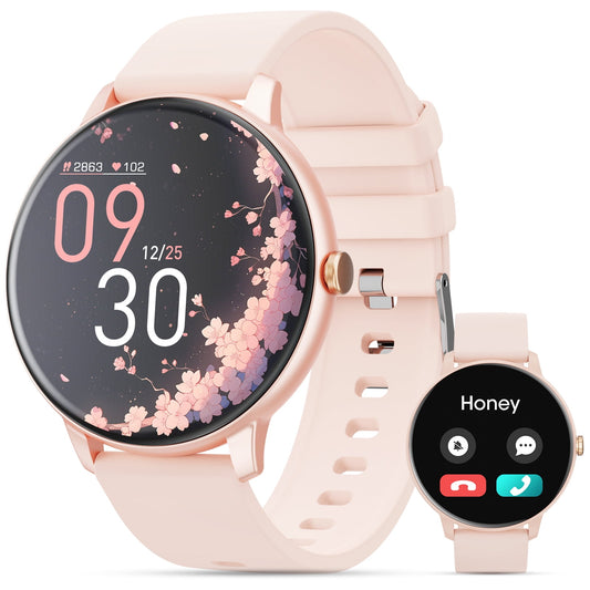 Stylish Pink Smart Watch with 1.39" Touch Display - Fitness Tracker, IP68 Waterproof, and Call Functionality for Android & iOS