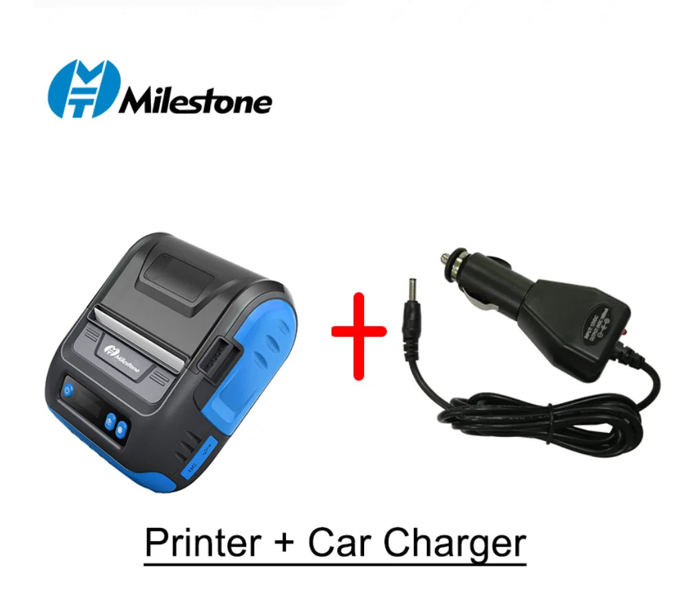 Milestone 80mm Portable Bluetooth Thermal Receipt Printer - Compact 2-in-1 Label & Receipt Printing Solution for Android & iOS