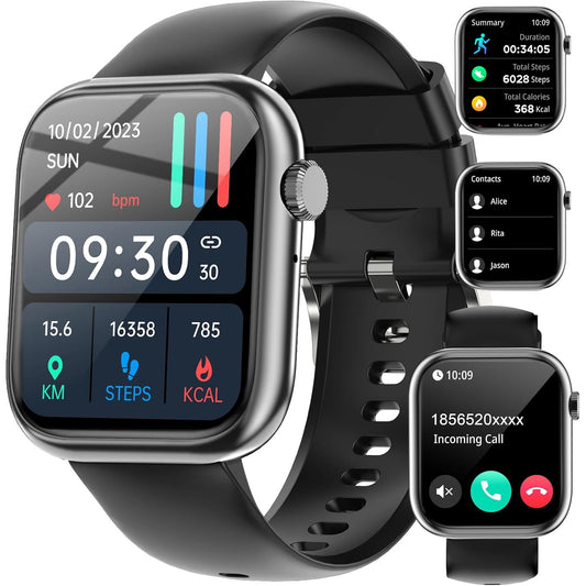 Revolutionary Smart Watch for Calls, Music & Fitness - Bluetooth Connectivity for iOS & Android - Unisex Black Design