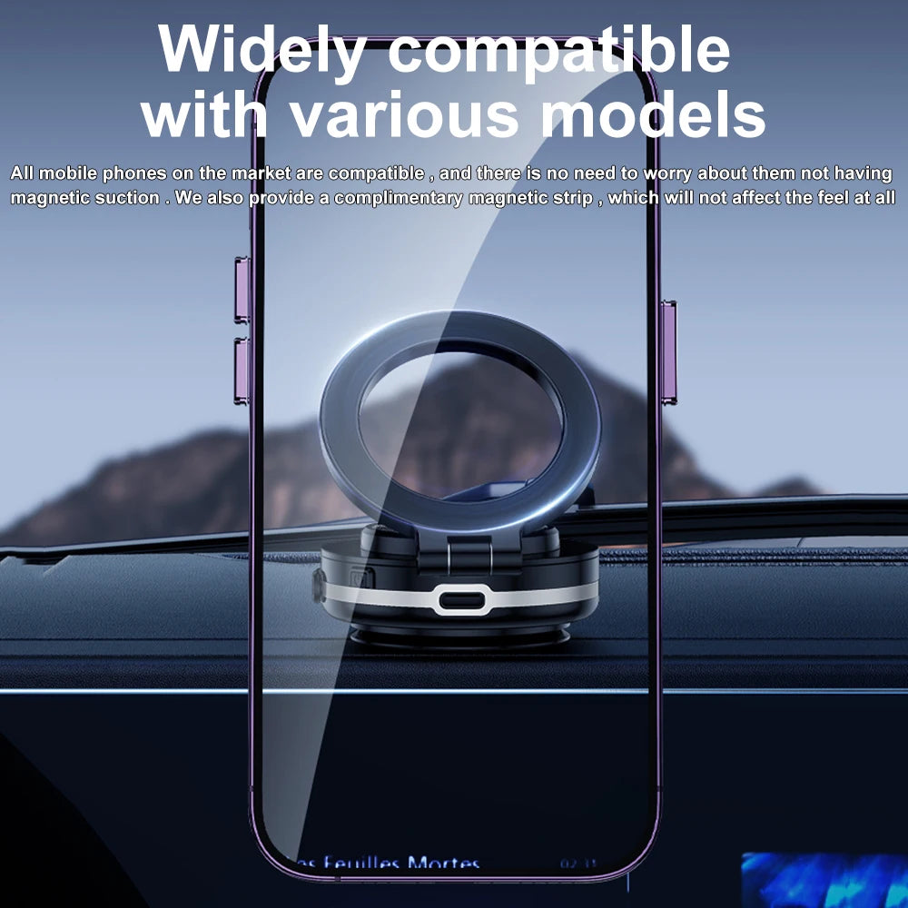 Revolutionary 360° Rotatable Magnetic Car Phone Holder - Intelligent Vacuum Suction Mount for Ultimate Stability