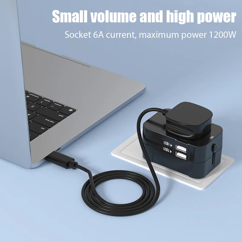 Travel Anywhere with Our Universal Travel Adapter: EU, UK, US, AU Power Charger with Dual USB Ports!