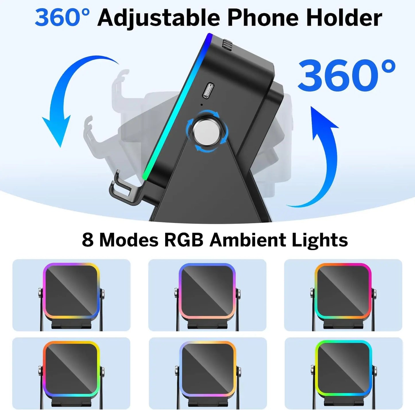 Experience Ultimate Sound with the NEW 5-in-1 Auto-Induction Wireless Speaker – RGB Light, Phone Stand & Surround Sound!