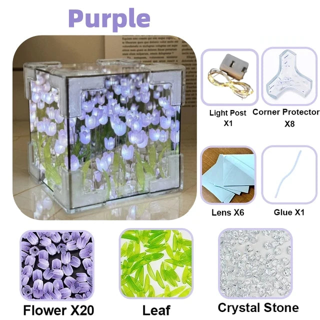 Create Your Own Stunning Tulip Mirror Cube Lamp - DIY Handmade Night Light for Bedroom Decor and Perfect Gift!