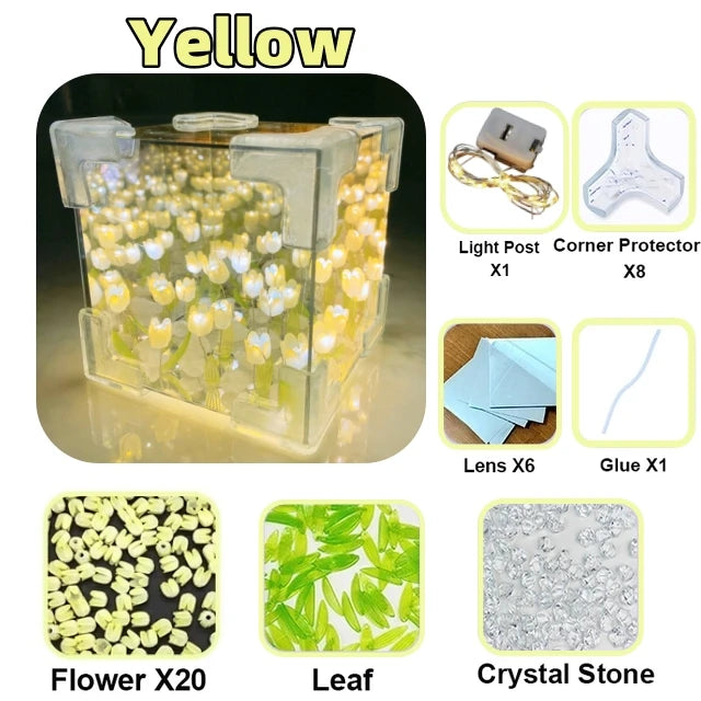 Create Your Own Stunning Tulip Mirror Cube Lamp - DIY Handmade Night Light for Bedroom Decor and Perfect Gift!