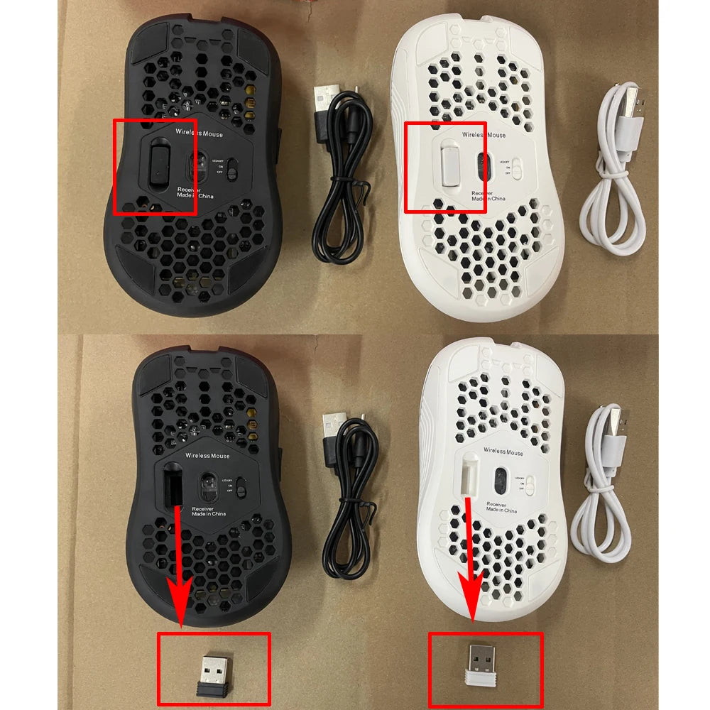 Experience Ultimate Gaming Precision with the 2.4G Wireless RGB Backlit Mouse - Ergonomic Honeycomb Design, 6 Buttons, and Rechargeable Convenience