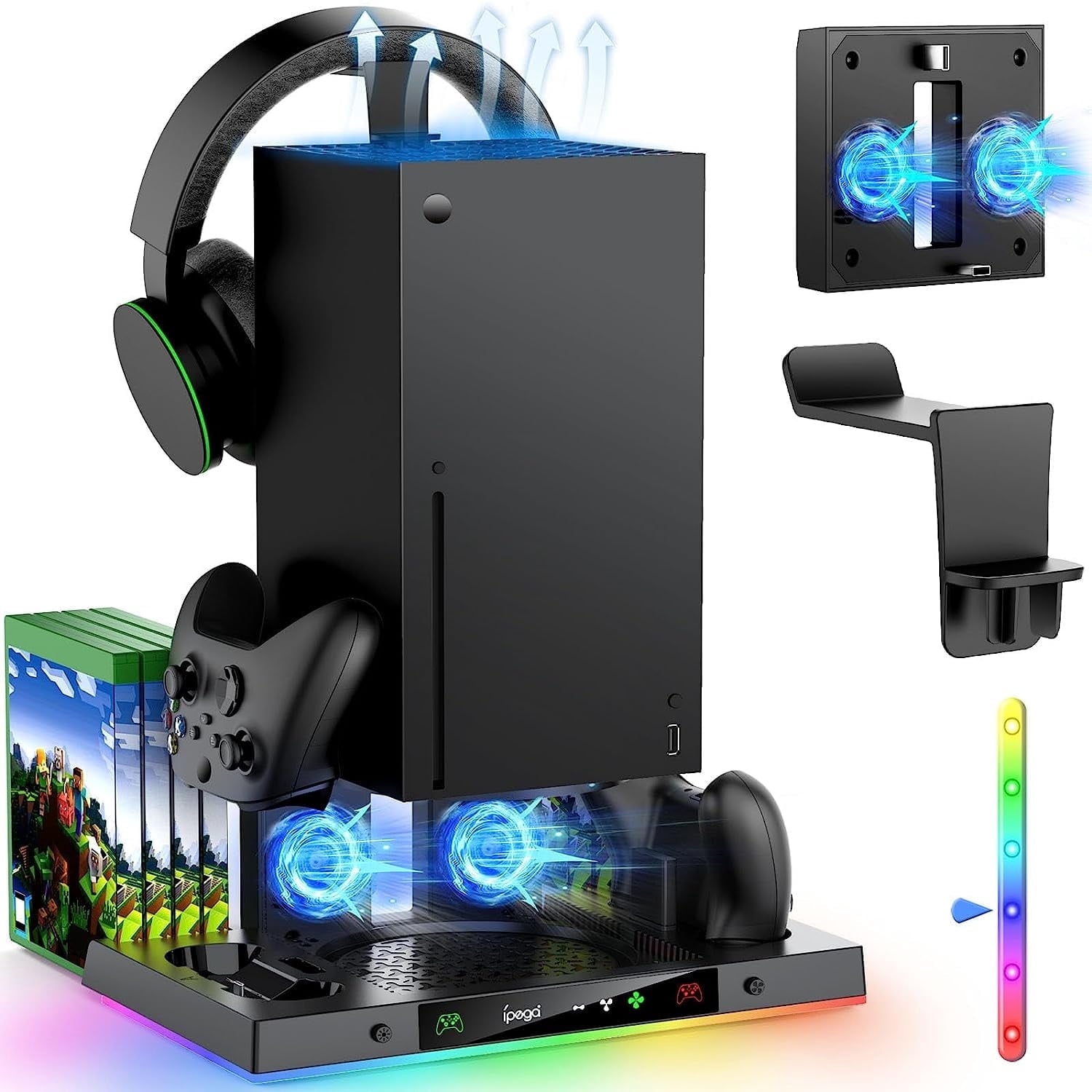 Revolutionize Your Gaming Setup with the Upgraded RGB Cooling Fan Charging Station for Xbox Series X - Dual Wireless Charger & Cooler Stand with 15 Dynamic Light Modes!