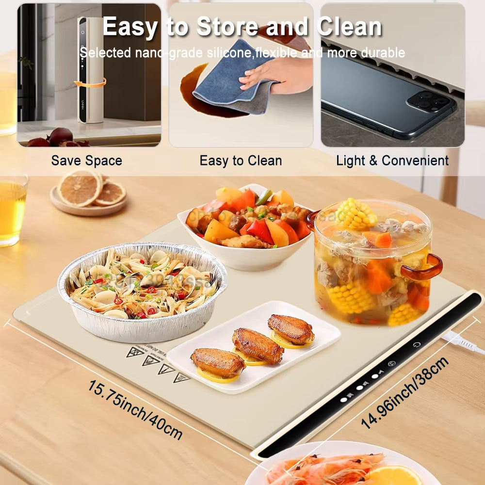 Versatile Electric Warming Tray - Foldable & Portable Food Warmer with Smart Temperature Control