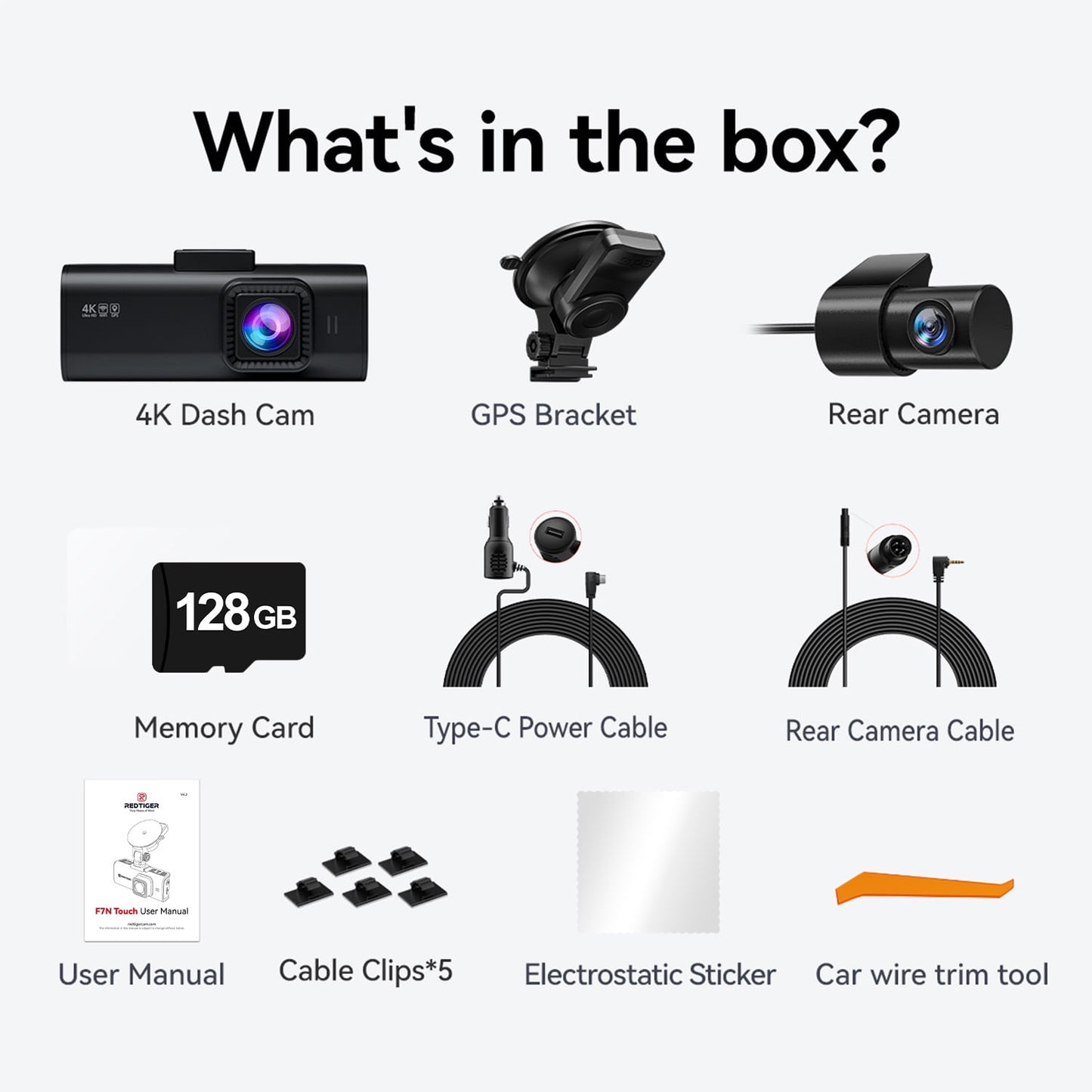 Advanced 4K Touch Screen Dash Cam with Dual Cameras, Built-in GPS, and Voice Control – Free 128GB Card Included!
