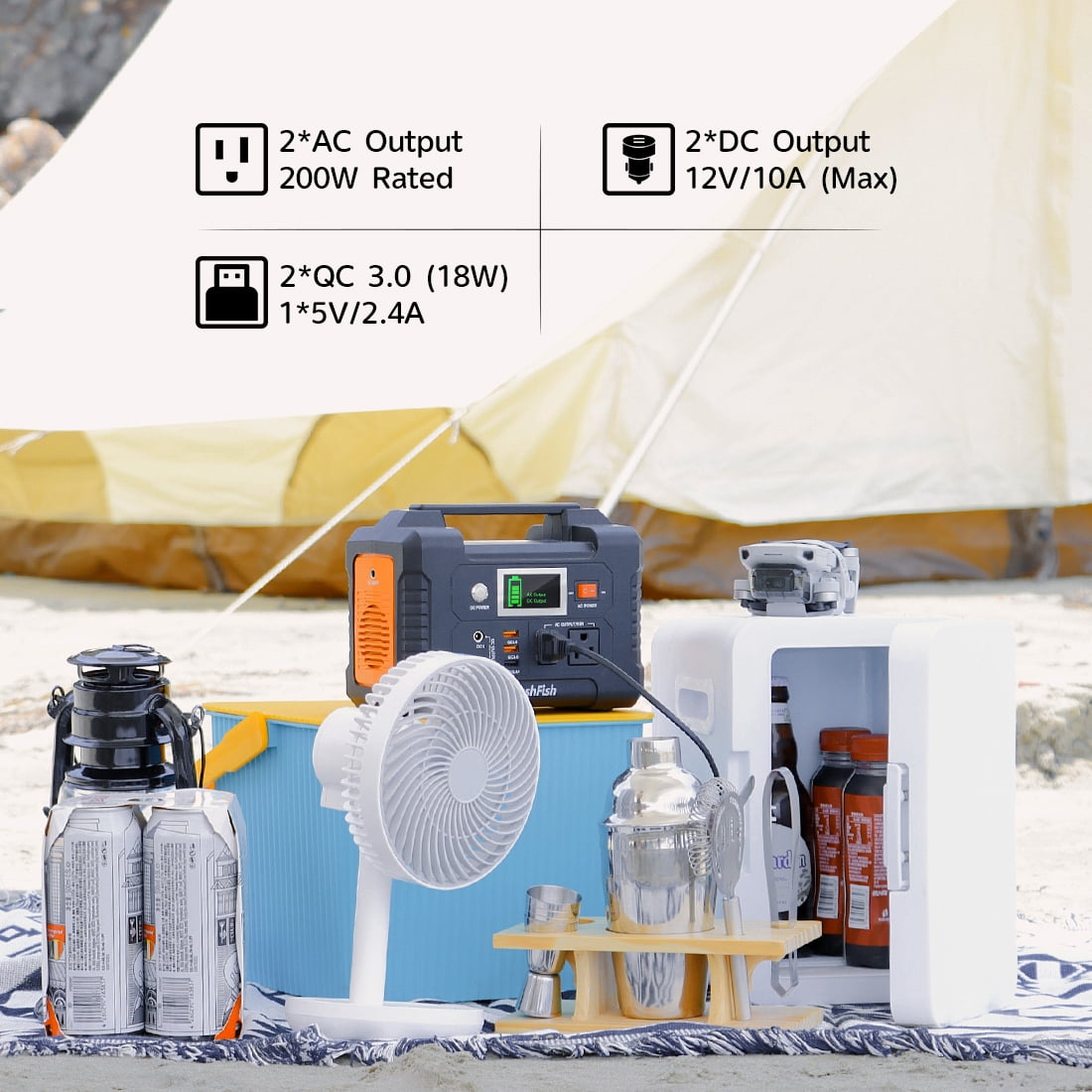 Power Up Your Adventures with the 200W Portable Power Station - 40800mAh Solar Generator for Camping, Travel & Emergencies