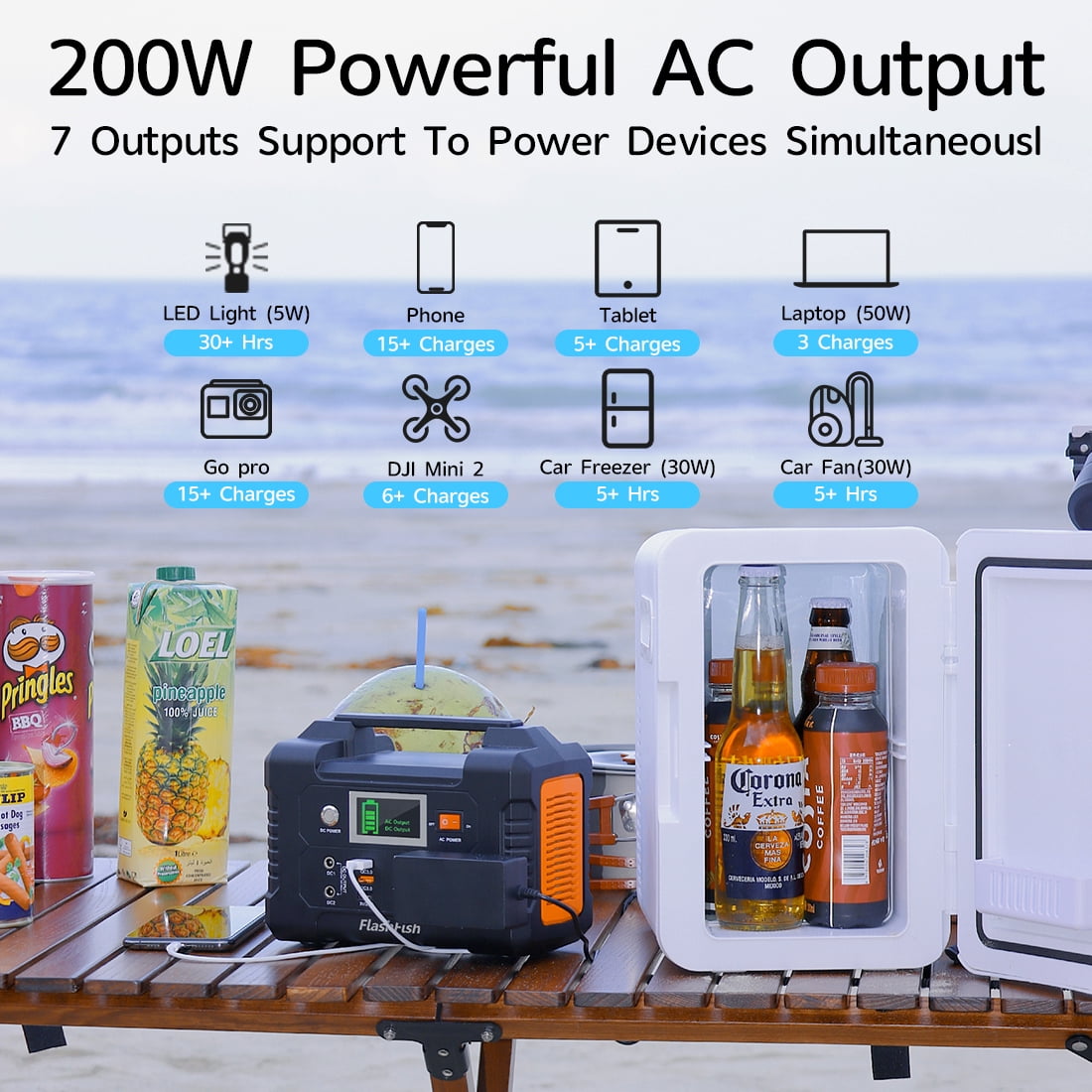 Power Up Your Adventures with the 200W Portable Power Station - 40800mAh Solar Generator for Camping, Travel & Emergencies